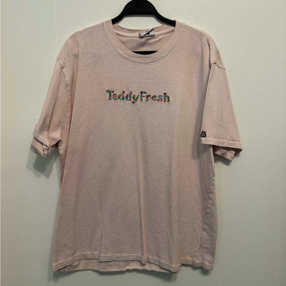 Teddy Fresh Pink floral font tee